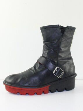 John Fluevog Wedge Black Leather Women Ankle Boots (9 US)